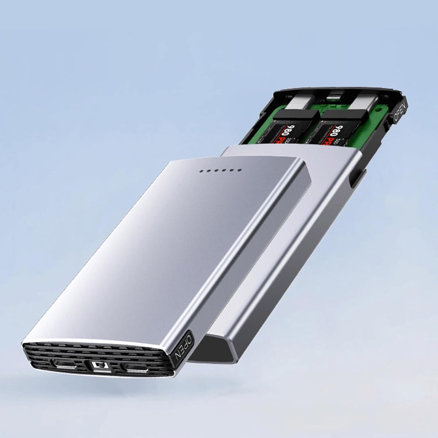 NVMe Solid Disks Enclosure For 2 Disks Aluminum Alloy Box USB3.2 20G Solid Disk Case For 2230-2280 Disks