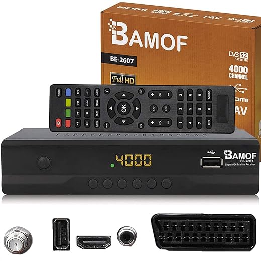 Bamof BE-2607 Digital Satellite Receiver (HDTV, DVB-S/S2, HDMI, SCART, 2x USB 2.0, Full HD 1080p) [Pre-Programmed for Astra Hotbird Türksat] [Energy Class A+++]