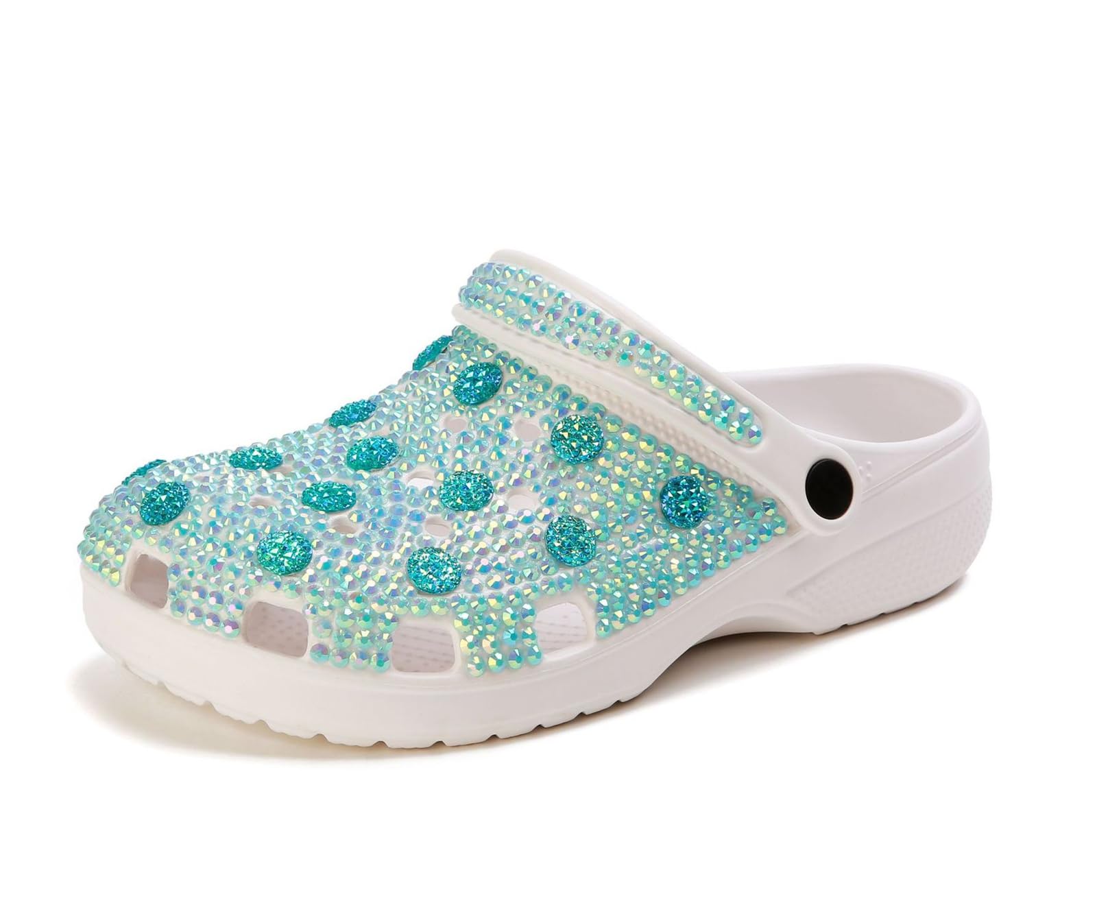 Hanfike Womens Casual Fashion Slide Mules with Rhinestone Closed Toe Comfort Flats