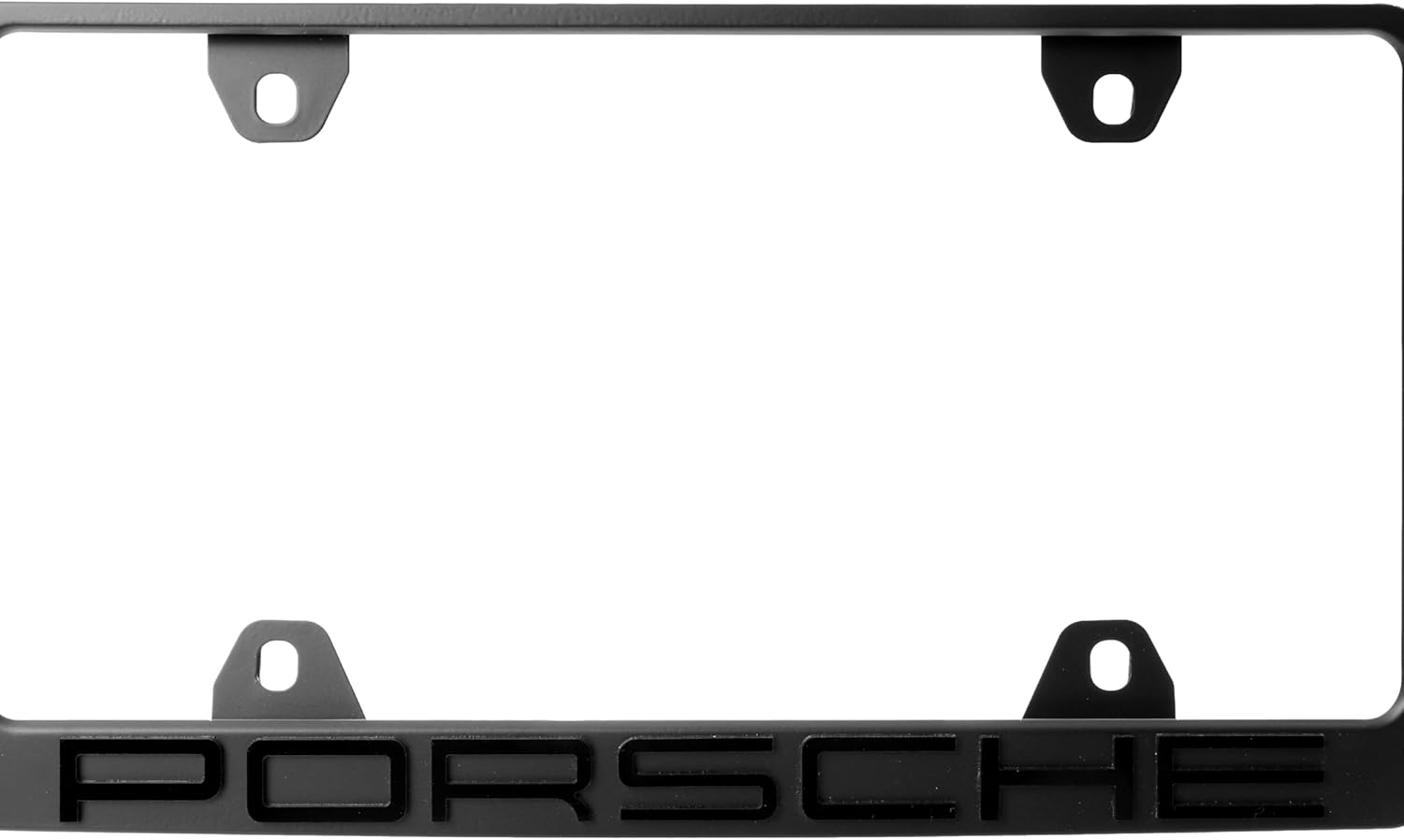 USR UNIQUE STYLE RACING Stealth Black Powder Coat UV Resistant Rust-Proof Steel Plate Holder - 1pc - Compatible 911 Carrera Boxster Cayenne Macan (3D RAISED LETTER/STEEL LICENSE FRAME)