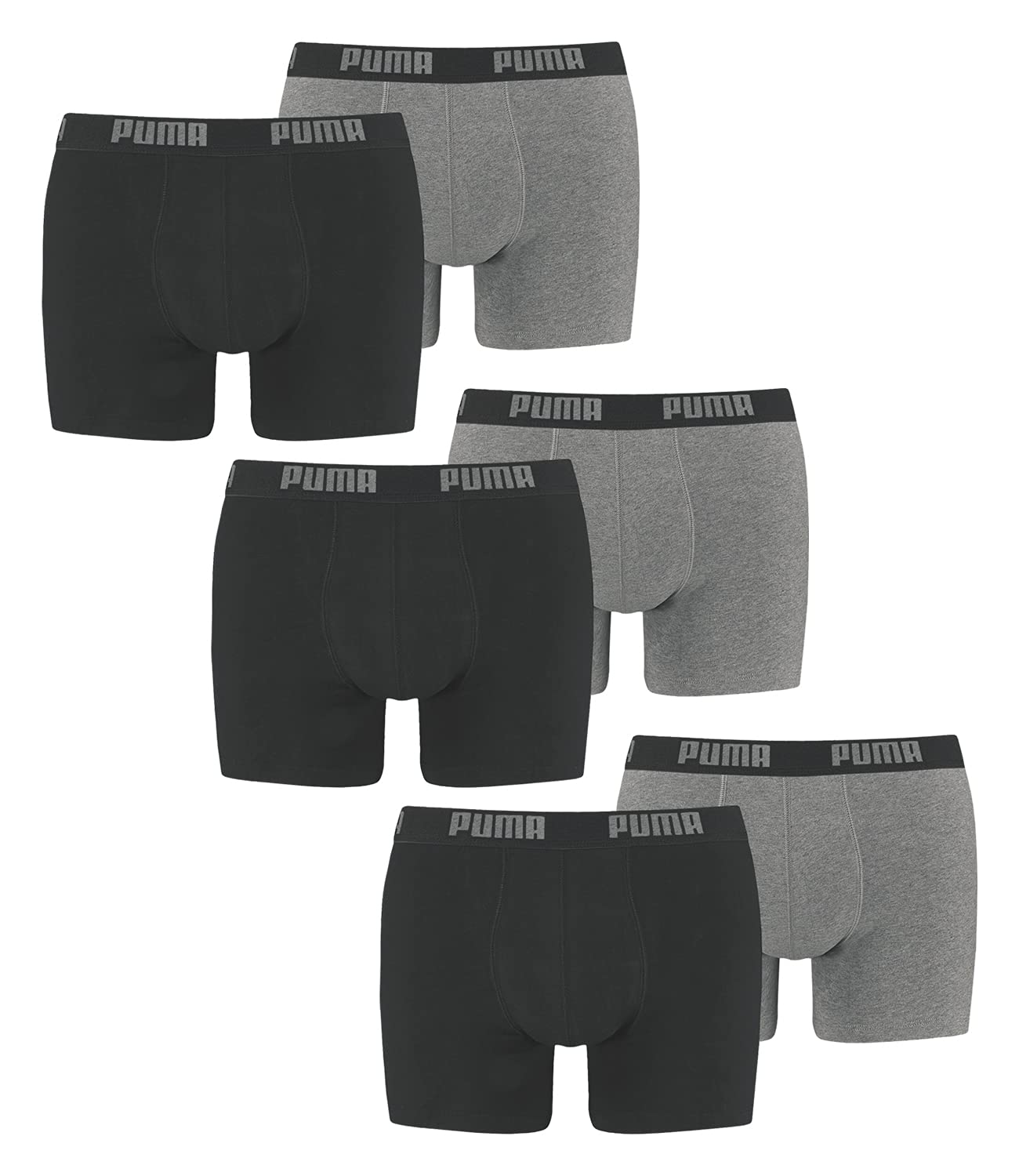 PUMA Mens Basic Boxer, Dark Grey Melange/Black, XXL UK