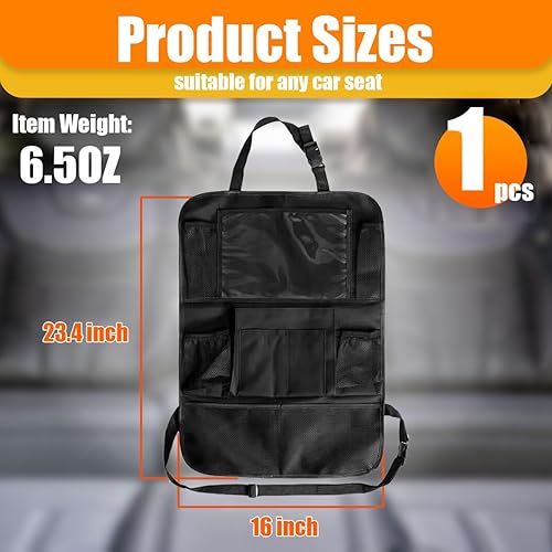 Miniatura 2 de Organizador de asiento trasero de automóvil, alfombrillas de tela Oxford con 9 bolsillos y soporte transparente para tableta, accesorio de