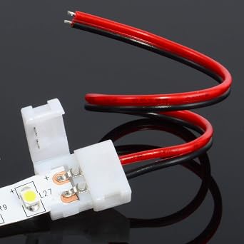 8mm Solderless 2-Wire Connector Clip for 3528 LED Strip Light Power 10-Pack