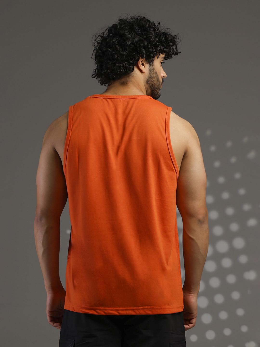 CHKOKKO Tank Tops Sleeveless T-Shirt for Men Gym Wear Graphic Printed Stylish Round Neck Workout Fitness & Casual or Beach Wear Orange L 3