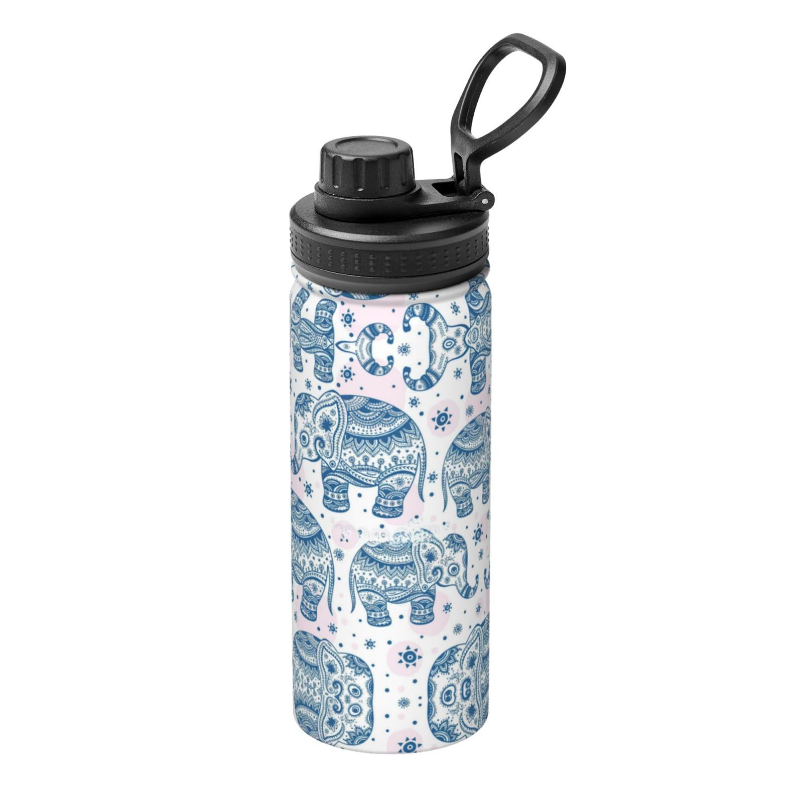 Kfjghhl Insulated Stainless Boho Elephant Steel Water Bottle For Sport Gym Travel Leak Camping Hiking Hydration
