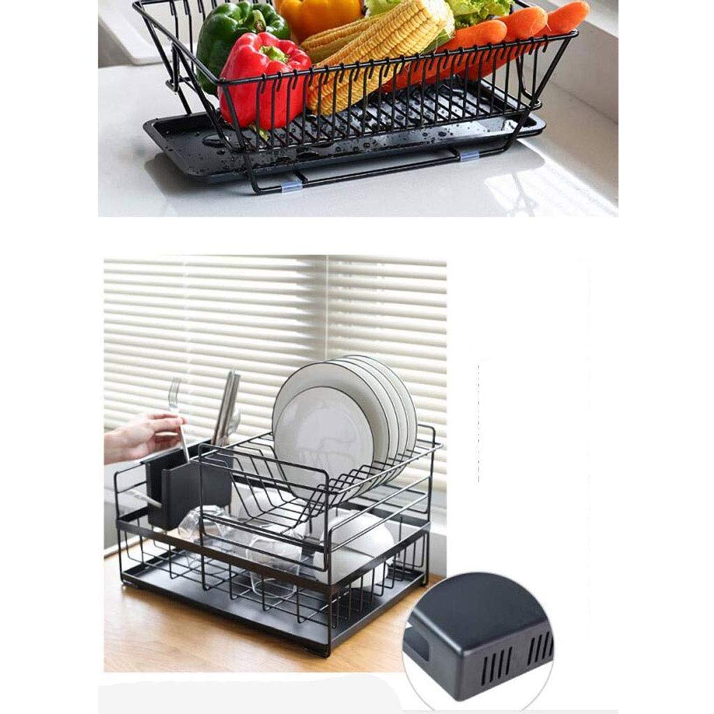 Escurreplatos de Acero Inoxidable para Cocina, Color Blanco, Duradero, Ahorra Espacio, diseño Moderno Ajustable, secar Platos y Utensilios, fácil de Limpiar, Resistente a la ox