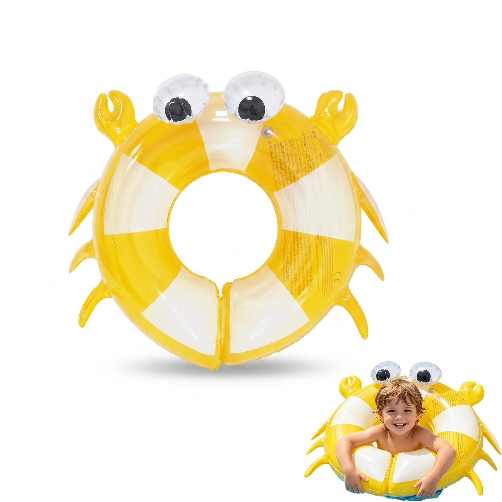 HUANYO Inflatable Crab Swim Ring for Kids 3-8 Years, Childrenβs Pool Float, Kids Water Wings for Beach, Pool, Bathtub Toy