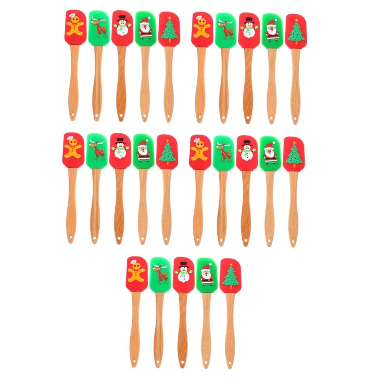 Cabilock 5 Sätze Sahnespatel Weihnachtsfeiertagsspatel Kuchendekorationsbedarf Teigschaber Feiertags-backspatel Käsekuchenschneider Lebkuchen Ofen Weihnachtsspatel Kieselgel 5 Stück * 5