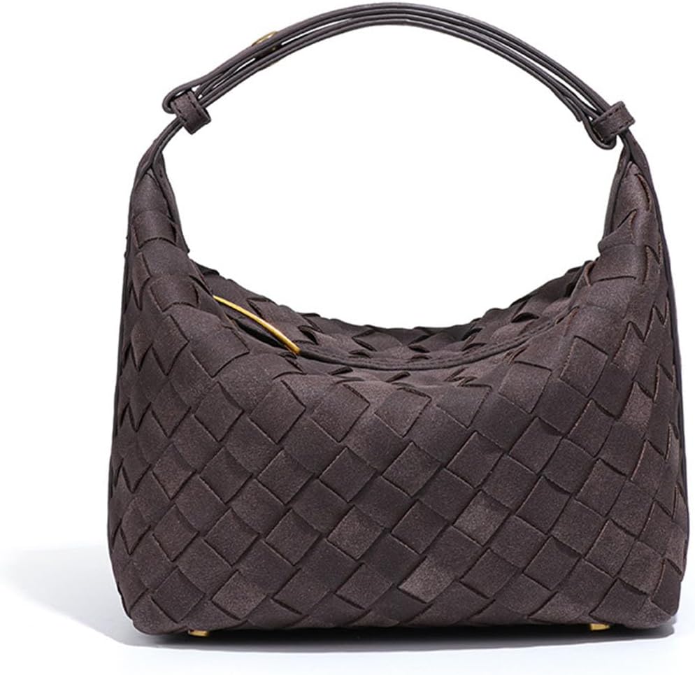 TNDCKPLuxurious Suede Hobo Bag - Women's Woven Leather Shoulder Bag with Spacious Interior