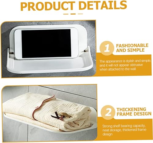 Miniatura 6 de ARTIBETTER 2 estantes plegables de plástico, estantes plegables, estantes de pared de plástico, estante de pared de plástico, estante de cocina,