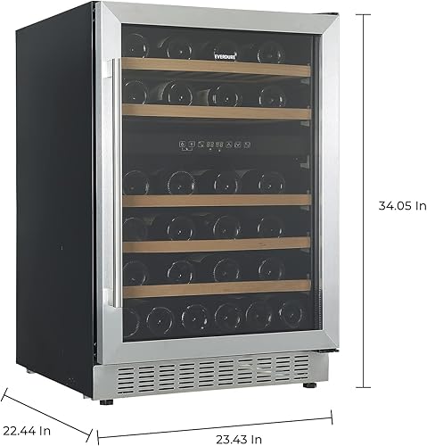 Miniatura 10 de Everdure Enfriador de vino y bebidas de lujo para 46 botellas, bodega de doble zona integrada o independiente, acero inoxidable con puerta de vidrio