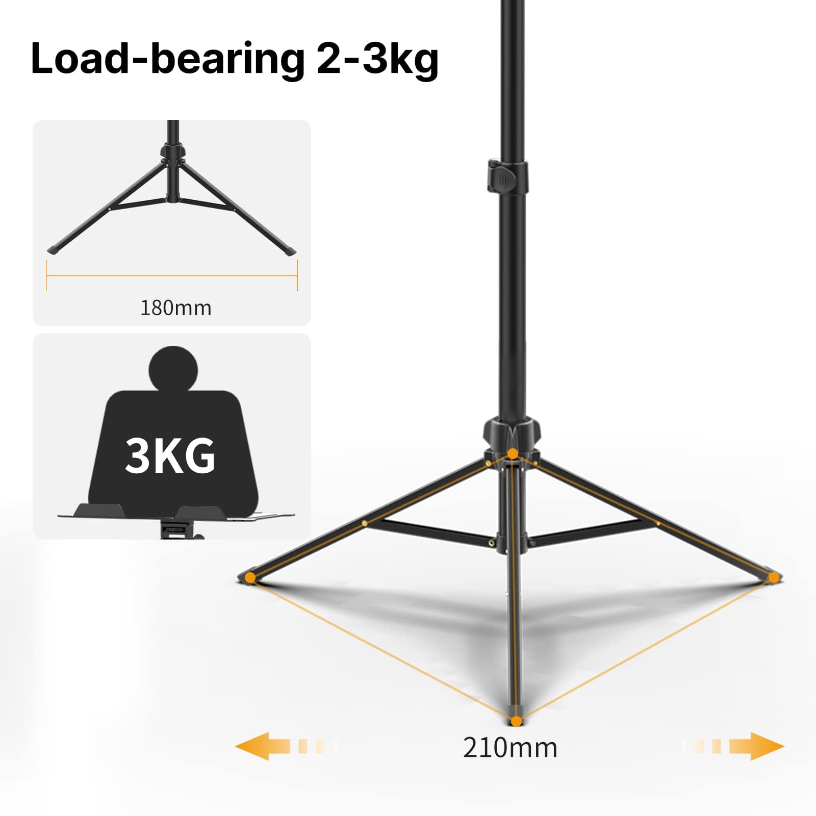 ULANZI Support de vidéoprojecteur réglable en hauteur de 60 à 150 cm en aluminium avec plaque pliante de 3 kg, 360 ° et 180 ° Pupitre portable réglable