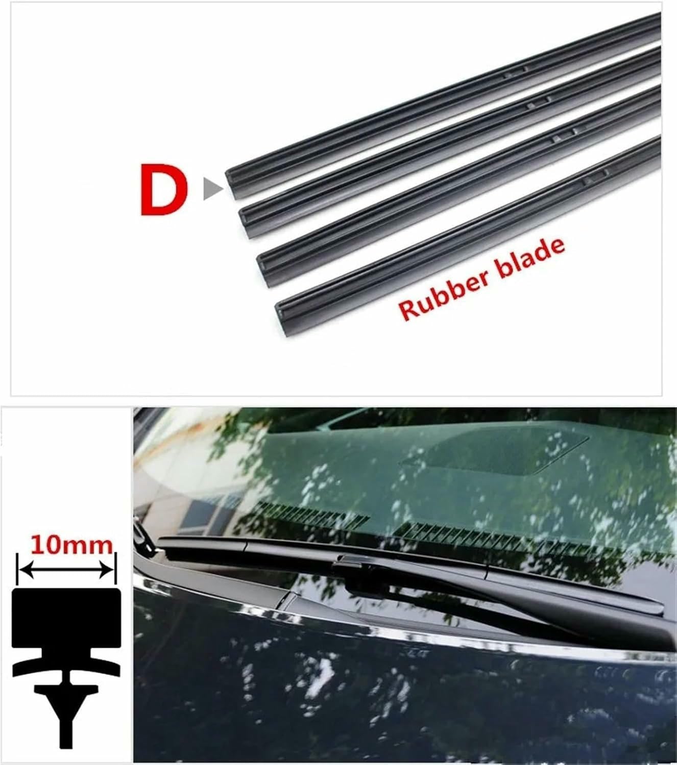 QILING Taśma gumowa do wycieraczek przednich i tylnych (26 cali, 650 mm) do Toyoty, KIA, Mazdy.