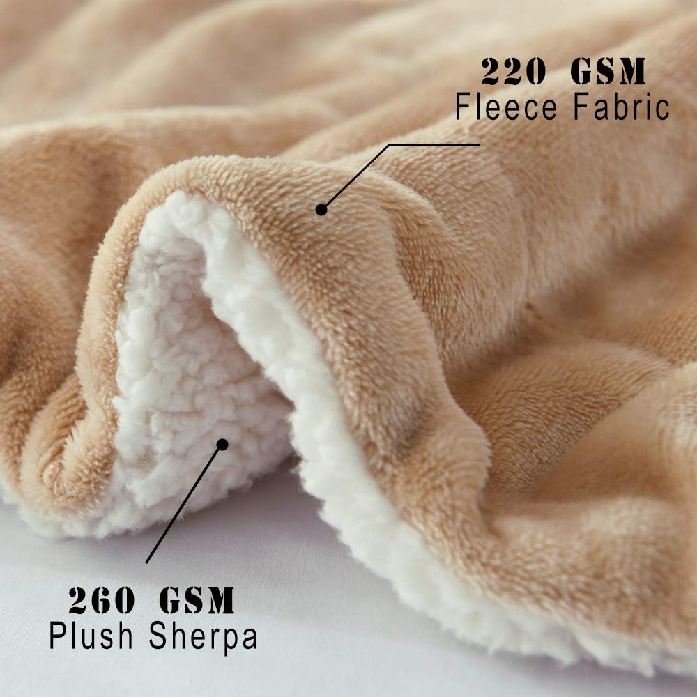 NANPIPER Reversible Sherpa Flannel Blanket Super Soft Fuzzy Lightweight Fleece Microfiber for Bed/Couch (50"x60",Beige) - Image 4
