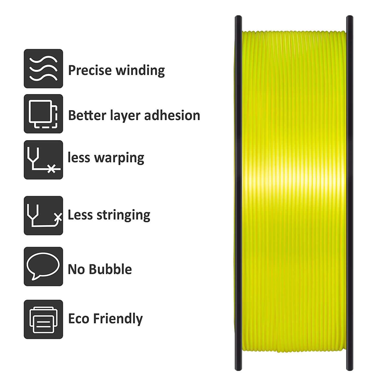 GIANTARM Filamento PLA 1.75mm Silk Giallo, Stampante 3D PLA Filamento 1kg Spool