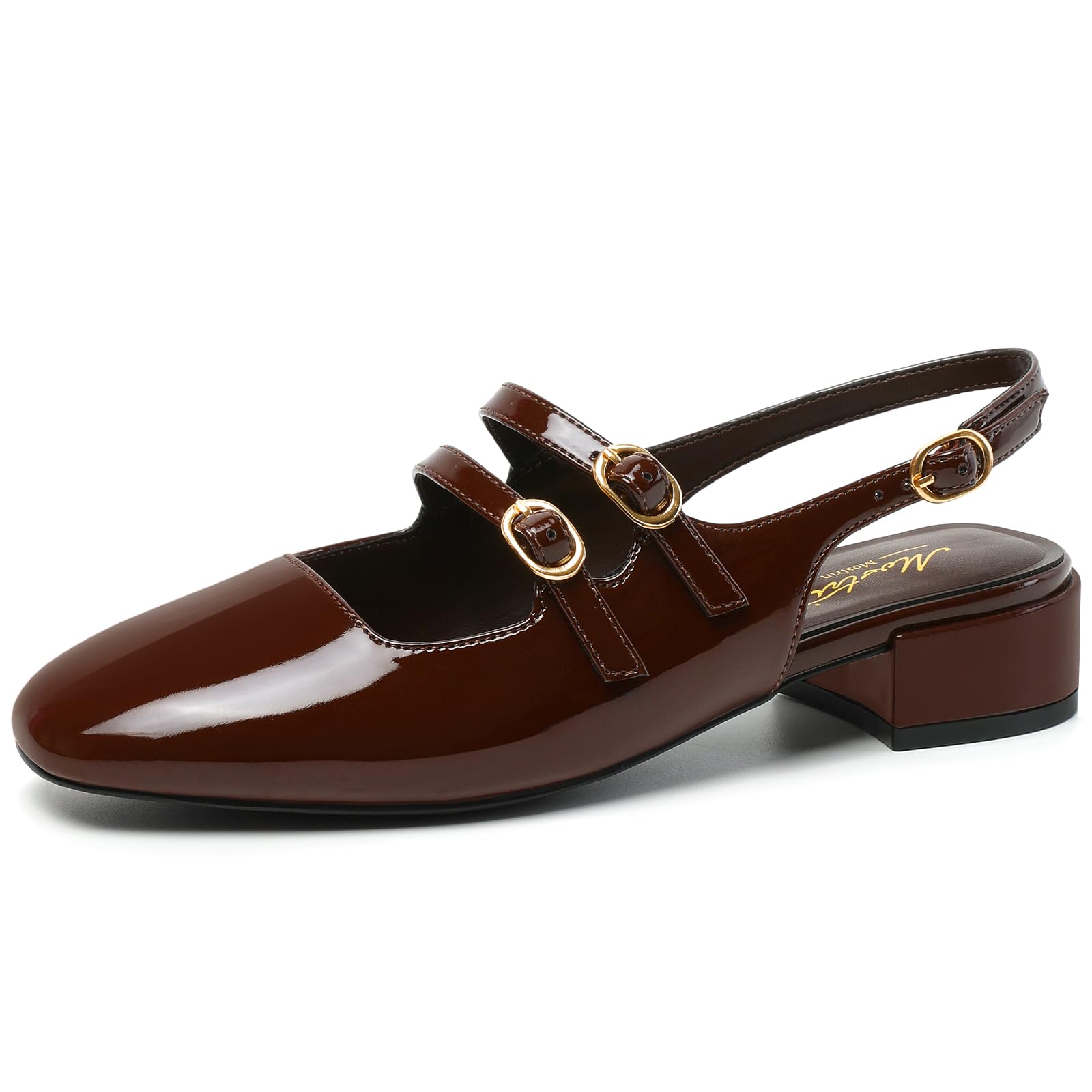 Women Double Strap Slingback Mary Jane Shoes Closed Toe Low Block Heel Comfort Round Toe Pumps Office Wedding Dress Shoes-image-18