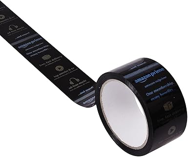 Bleus Packaging Amazon Branded Prime Printed Tape 65 Meter Length, 3 Inch Width, 65 meter x 72mm(3 inch) Very Strong Self Adhesive Black Color