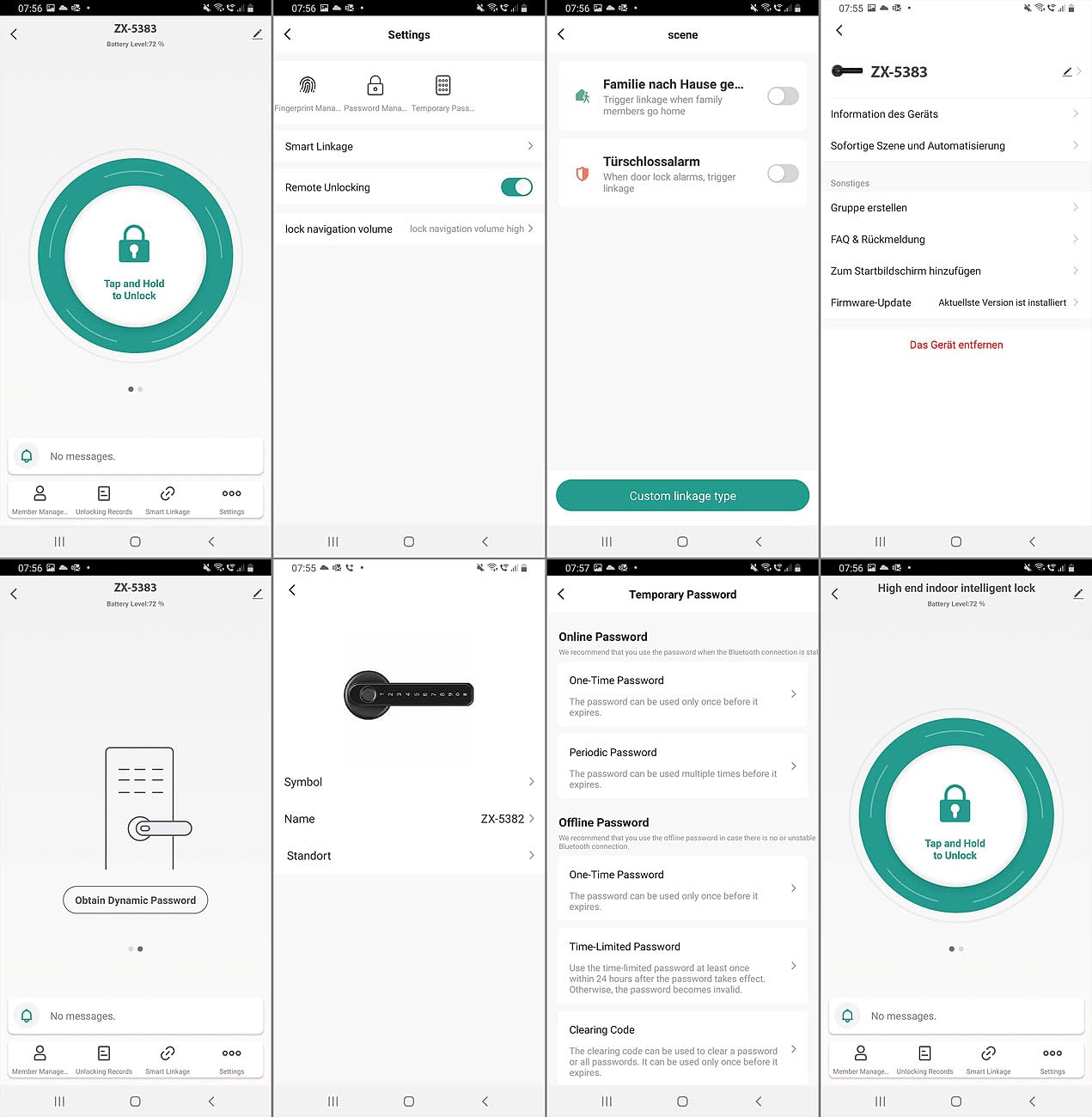 VisorTech Fingerabdruck Schloss: Smarter Sicherheits-Türbeschlag mit Finger-Scanner, PIN & App, schwarz (Smarter Türgriff, Fingerabdruck-Türbeschläge, WC)