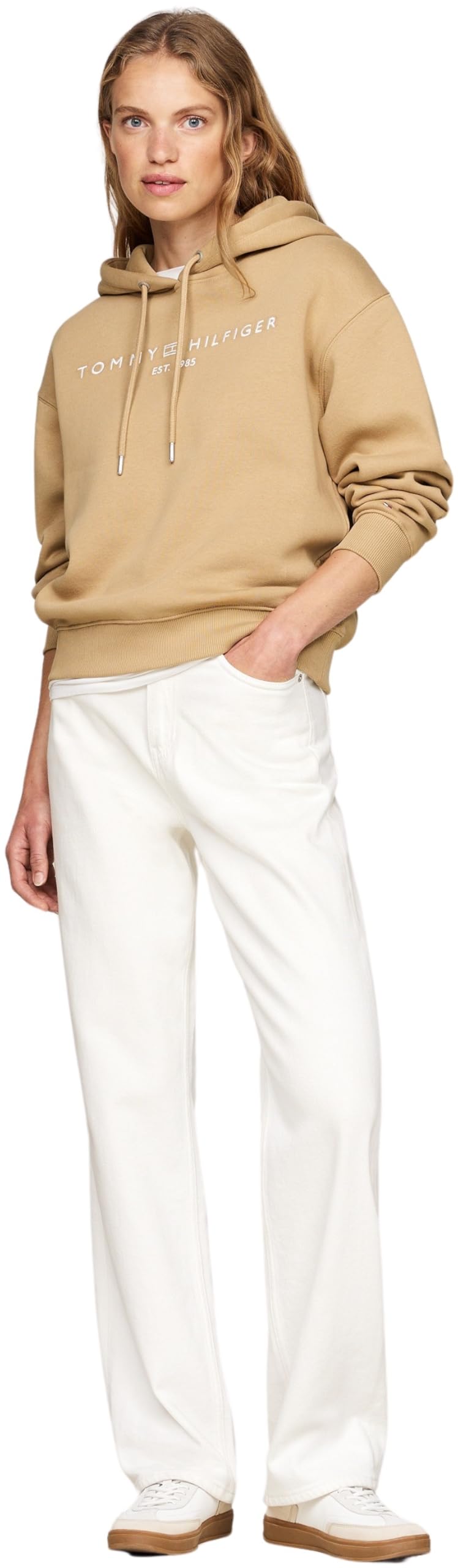Tommy Hilfiger Donna Felpa con Cappuccio con Logo