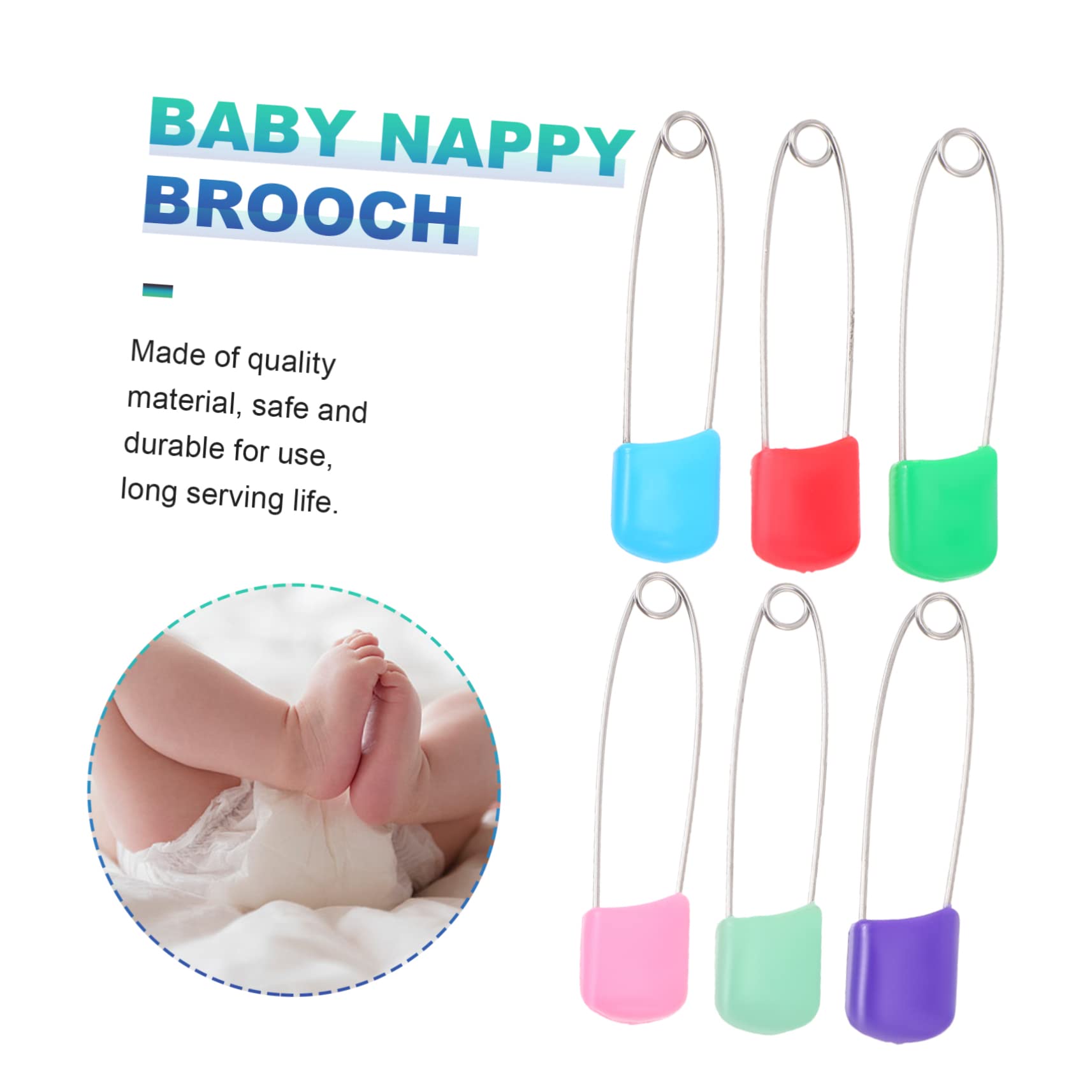 KALLORY 2sets Newborn Diapers Corner Protector Diaper Brooches Safety Pins 100pcs*2