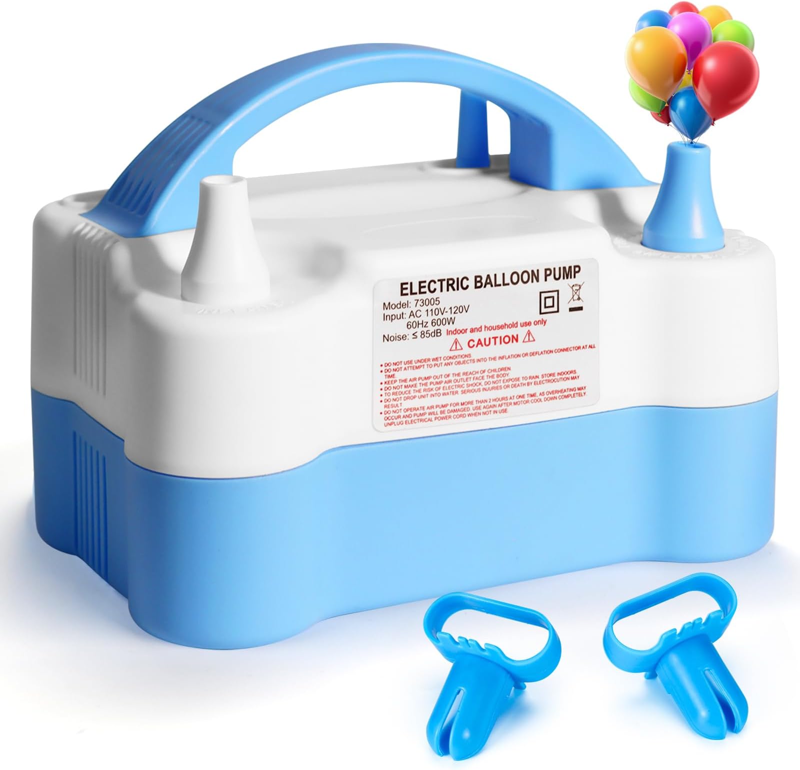Balloon Pump Electric, Portable Automatic Dual Nozzle Inflator 110V 600W with Tying Tools for Birthday Gender Reveal Baby Shower Balloons Party Decorations
