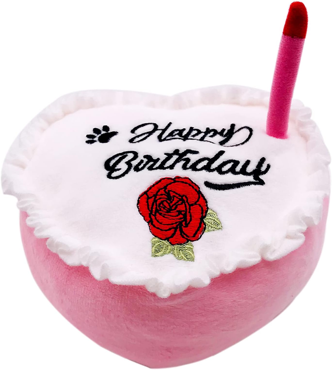 PET SHOW Dog Birthday Toy Cake Girl Heart Plush Dog Toys with Bell Inside for Small Medium Large Dog Boy Cats Puppies Party Supplies (Pink)
