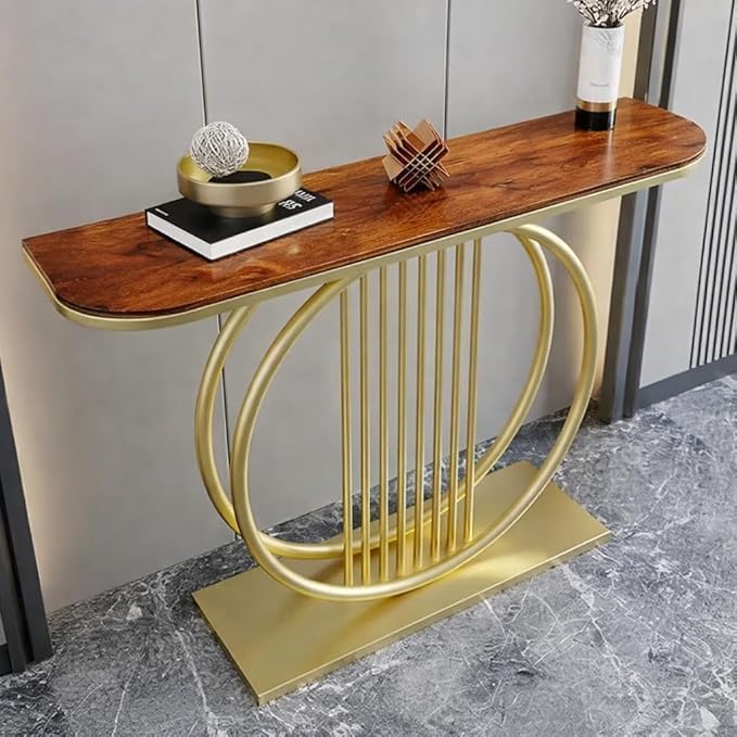 Image of Brown Art SHOPPEE Luxury Living Room Modern Slate Console Table Hallway Narrow Side Table Entrance Coffee Table Home Furniture Coffee Console Tables for Living Room & Corridor Hallway (Golden &Brown)