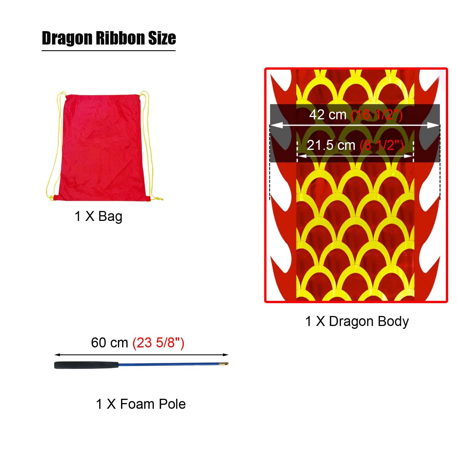 Dragon Dance Ribbons Dragon Poi Waschbares Band-Streamer-Set mit Schaumstoffstange, Reisetasche, Mehrfarbig, 3–5 m (blau, 300 cm)(Blue,5M)