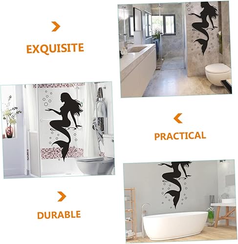 Miniatura 6 de Toyvian 4 calcomanías de pared de sirena, arte de pared de sirena bajo el mar, calcomanías de pared de sirena, decoración de pared de sirena para