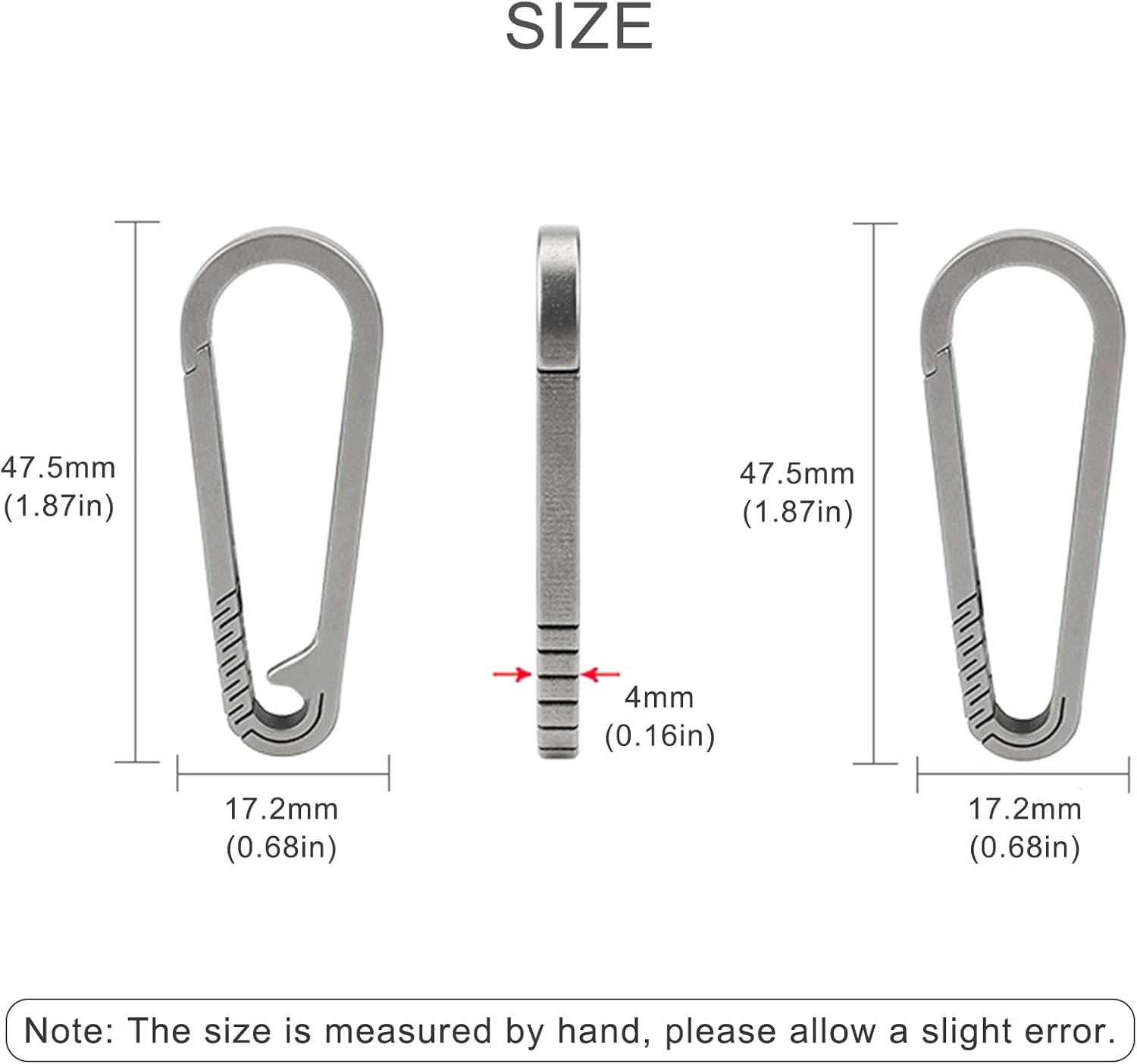 Titanium Carabiner Keychain Clip, 2-Pack Heavy Duty Small Key Ring Hooks for Men, Gray EDC Keychain with Quick Release for Keys, Wallet, Car Accessories, Outdoor Gear - Image 4