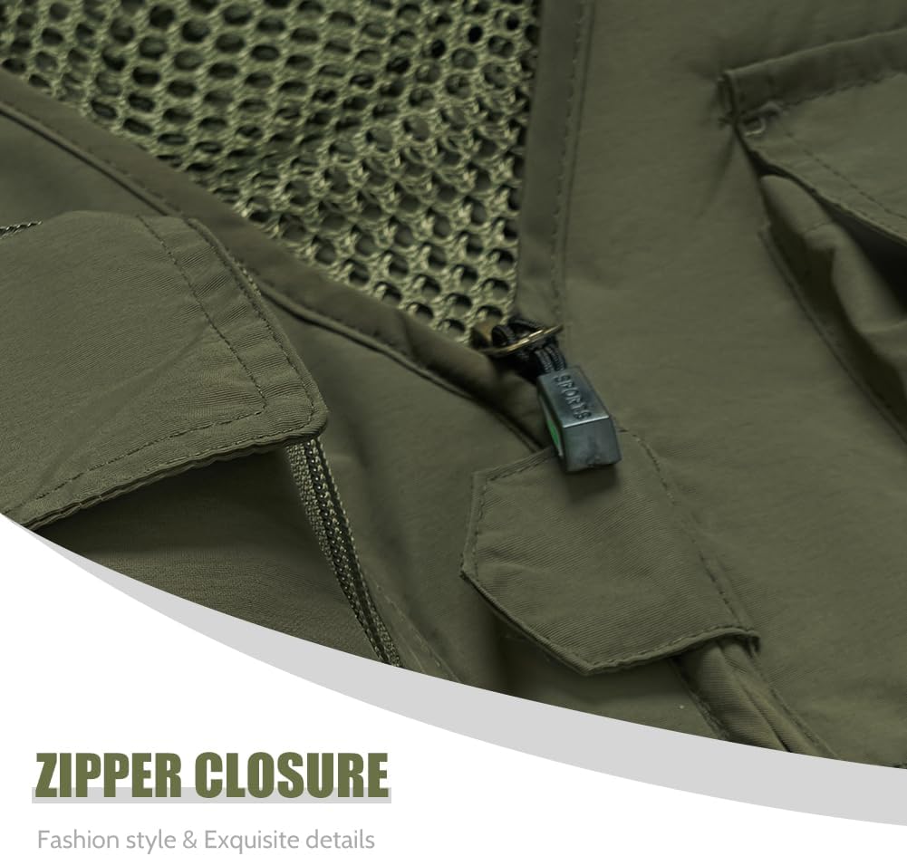TOLOER Men's Summer Fishing Vest Multi Pockets Casual Vests Waterproof Quick Dry Outdoor Mountain Photography