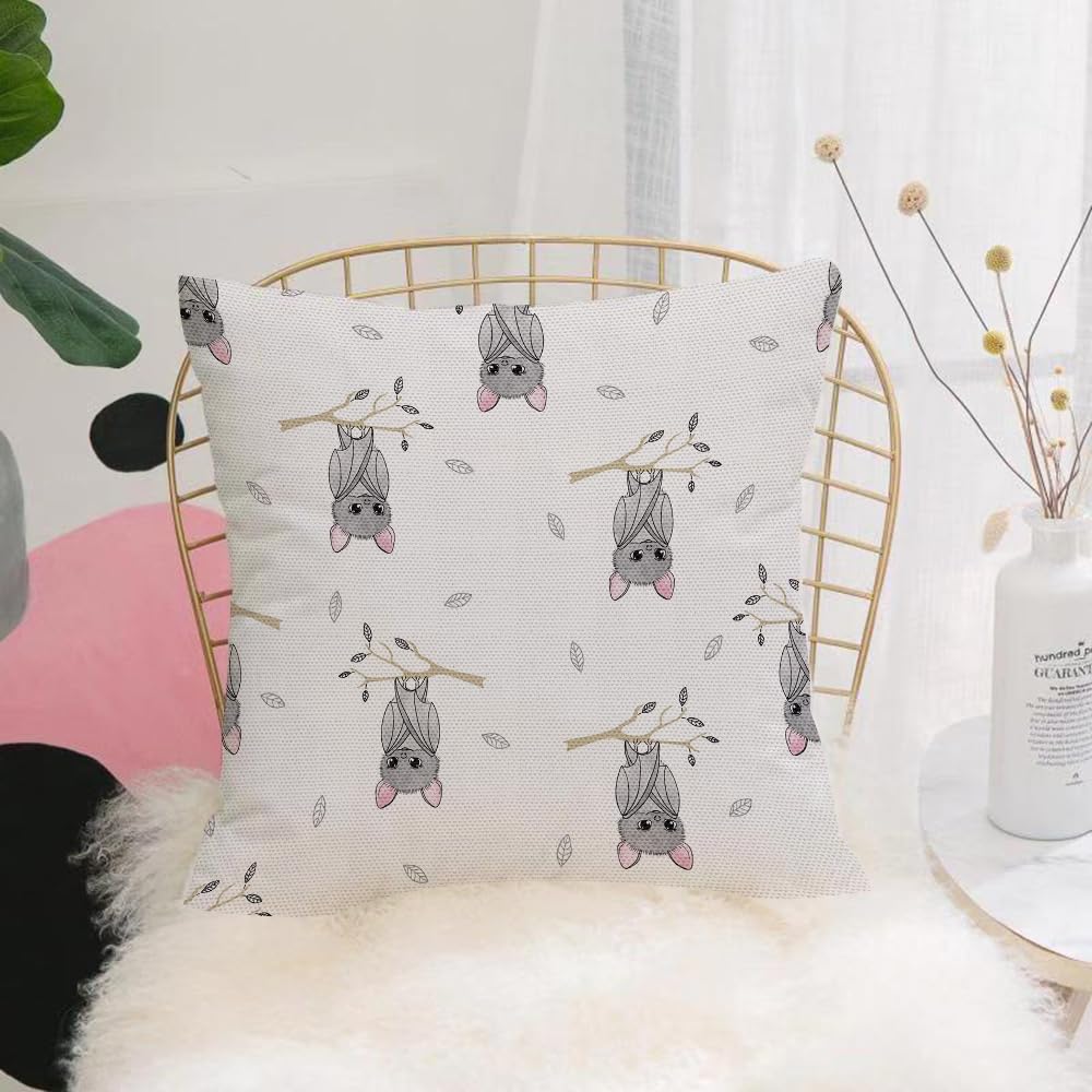 HYOSXW Cushion Cover,Throw Pillow Case Home Decorative for Living Room Bedroom Sofa Chair 16X16 Inch,Cute bat hanging on the tree. Seamless pattern. Vector background.,Pillowcase 40X40cm