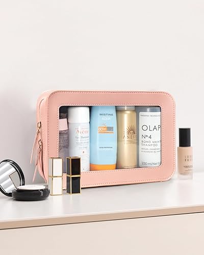 Miniatura 4 de LETGO Bolsas de maquillaje transparentes, bolsa de aseo aprobada por la TSA con cremallera, organizador de maquillaje que se ajusta a equipaje de