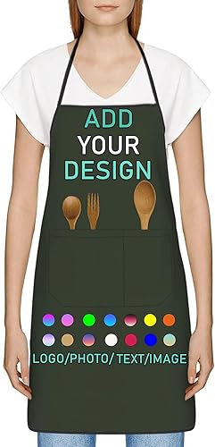 Miniatura 2 de Delantal personalizado con 2 bolsillos, personalizable con nombre, texto, logotipo, foto, cocina, horneado, delantal de cocina para mujeres y hombres