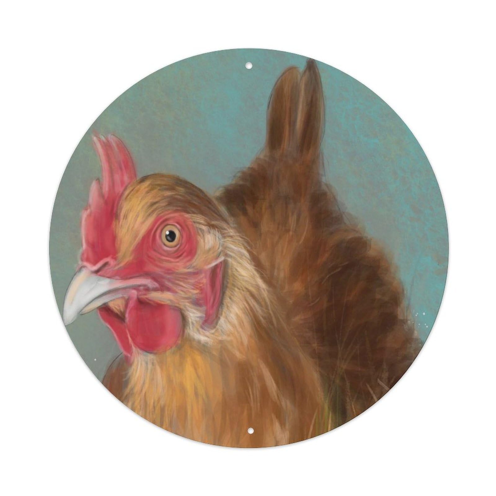 Animal Artwork Hens Lay Eggs Vintage Metal Tin Sign Plaque Wall Decor for Cafe, Club Bar, Office, Garden Metal Poster 8x8Inch