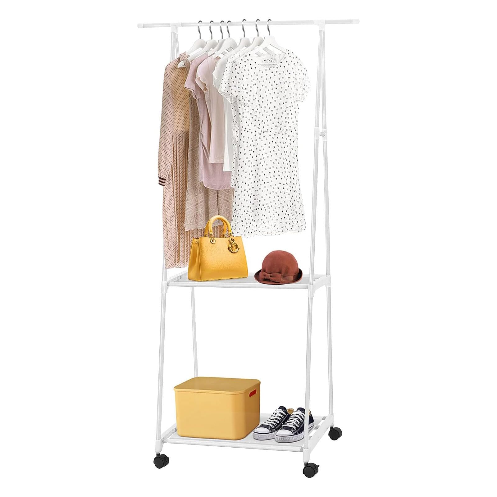 Youyijia Small Clothes Rails 55x42x160cm Clothing Coat Rack Clothing Rail for Bedroom Hanging Rail for Clothes Children's Garment Dress Hanging Display Stand with Shoe Storage Shelf White