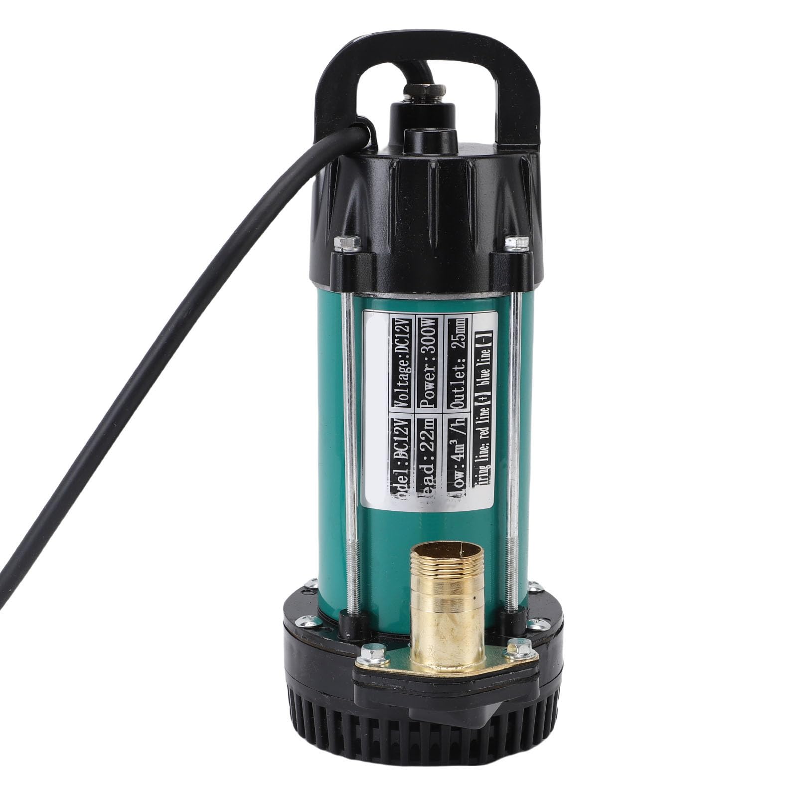 XUMIUZIY Bomba Sumergible de 300 W, Potente Bomba de Agua Eléctrica de Acero Inoxidable, Elevación de 22 M para Aguas Residuales Industriales y Uso Agrícola (DC12V)
