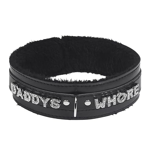 paloli Rosa Choker Halskette für Frauen Leder Choker Halskette Fluffy Punk Leash Choker Halskette Gothic Cosplay Sexy Schmuck