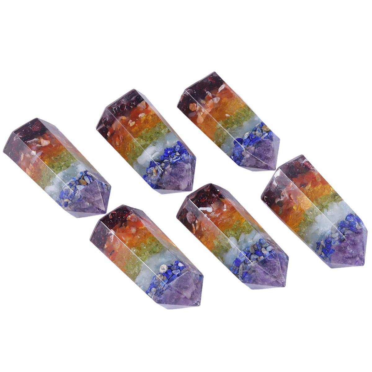 Ensemble De 14 Cristaux Premium 7 Chakras - Forme Colonne Hexagonale - Pierre De Guérison