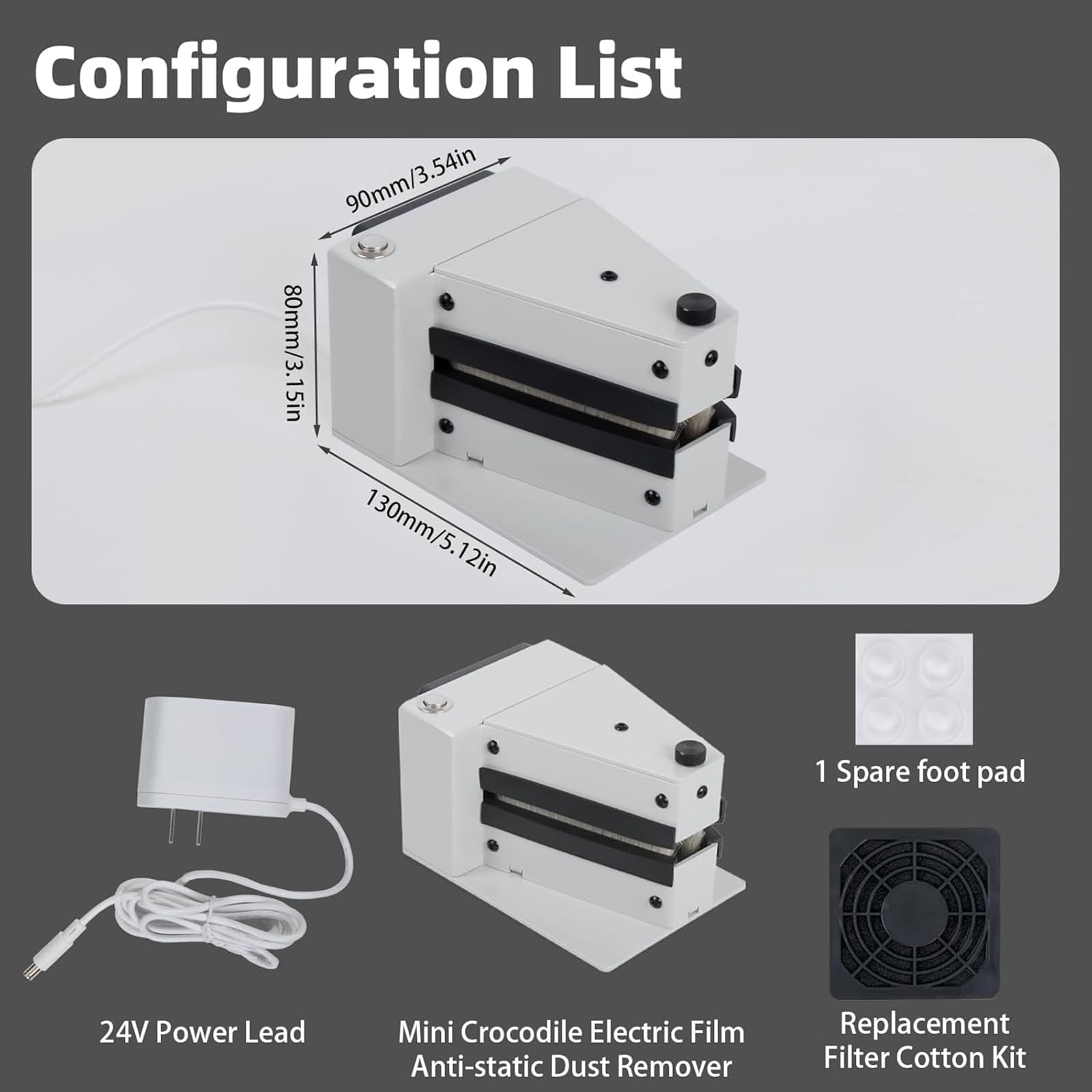 Removedor de polvo eléctrico, cepillo de limpieza antiestático para negativos de 135/120/4x5, presión ajustable con ventilador de filtro, equipo de limpieza de cuartos oscuros