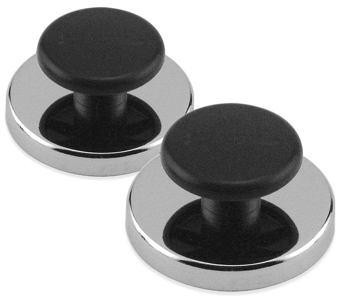 Master MagneticsHMKR-70X2 Round Base Magnet Fastener with Knob,Chrome,2.63" Diameter, 1.33" Total Height with 1.75" Diameter Knob/65 Pounds,(Box of 2)
