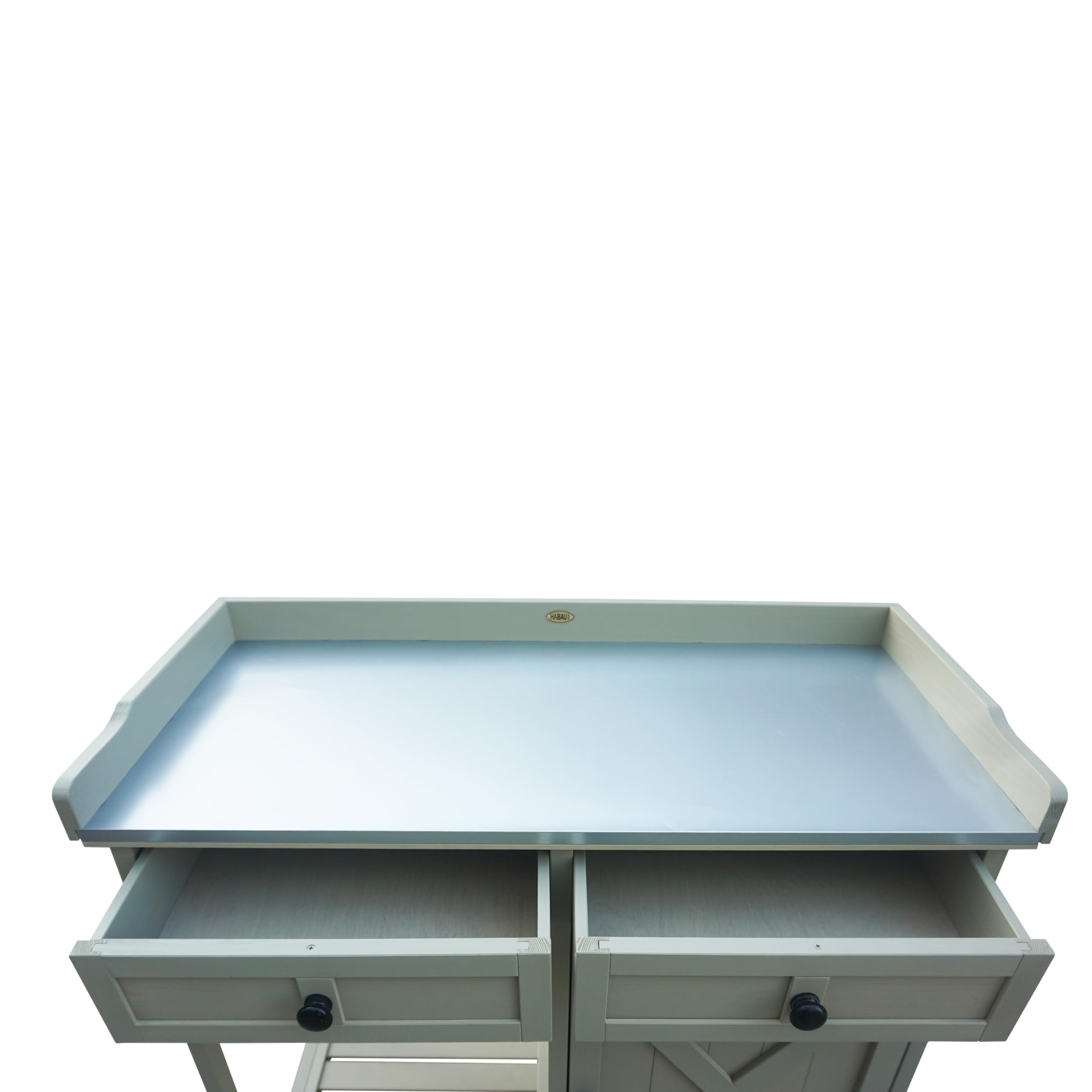 HABAU Pflanztisch mit Unterschrank – Gartentisch aus FSC®-zertifiziertem Massivholz mit Arbeitsfläche & Stauraum – 98 x 48 x 95 cm – Grau