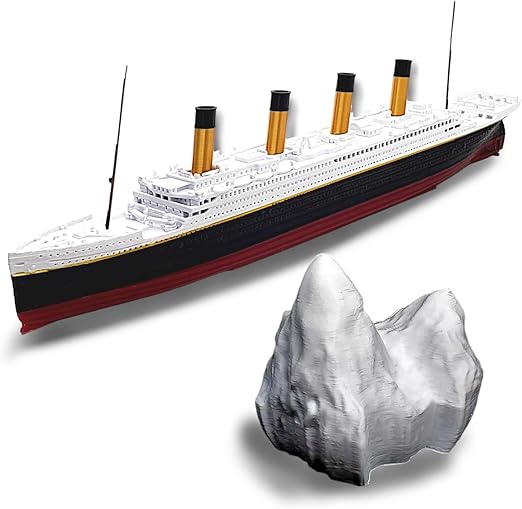 TheRoller3d RMS Titanic Model Ship with Iceberg, 1 Ft Long Assembled, Titanic Toys for Kids, Historically Accurate Titanic Toy, Titanic Ship, Titanic Cake Topper, Titanic Figurine, Titanic Boat
