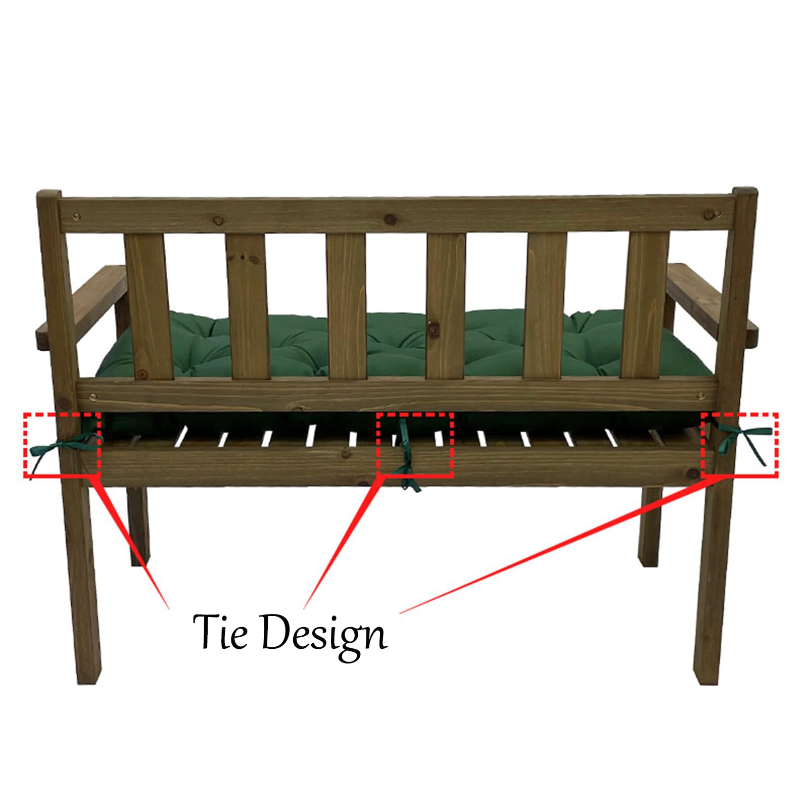Wadser 39 Inch Bench Cushion with Ties, Navy Waterproof Swing Replacement Chair Pad, Padded Seat Cushion for Outdoor Garden Furniture 39