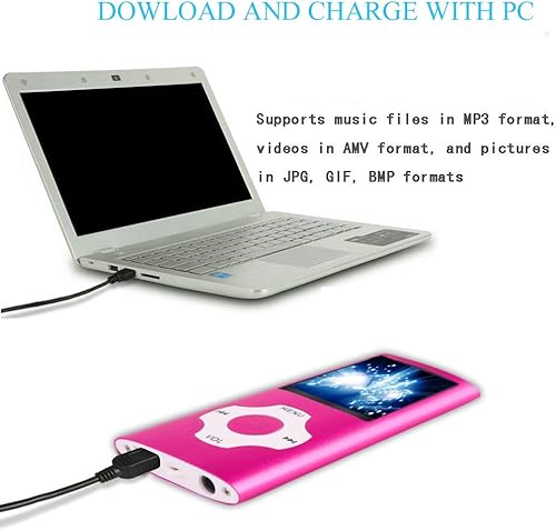 Miniatura 4 de Hotechs - Reproductor de MP3  MP4, reproductor de música MP3 con tarjeta SD de 32 GB Slim Classic Digital LCD pantalla de 1.82 pulgadas, mini puerto