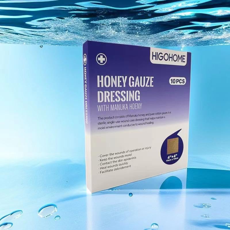 Miniatura 4 de Aderezo de gasa de miel de Manuka, 4 x 4 pulgadas, paquete de 10 unidades, gasa para el cuidado de heridas de miel de Manuka, para cortes, escaldar