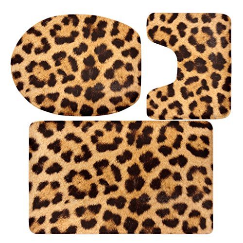 Tubayia 3 Stück Badematte Set - Toilettendeckelbezug + Toilettenmatte + Badeteppich für Badezimmer Toilette (# 2) – Bild 3