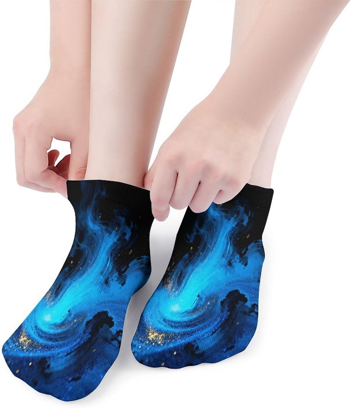 Shining Blue Crew Sock for Men Women Funny Novelty Socks Athletic Ankle Socks Comfort Soft Low Cut Tab Sock 5 Pairs