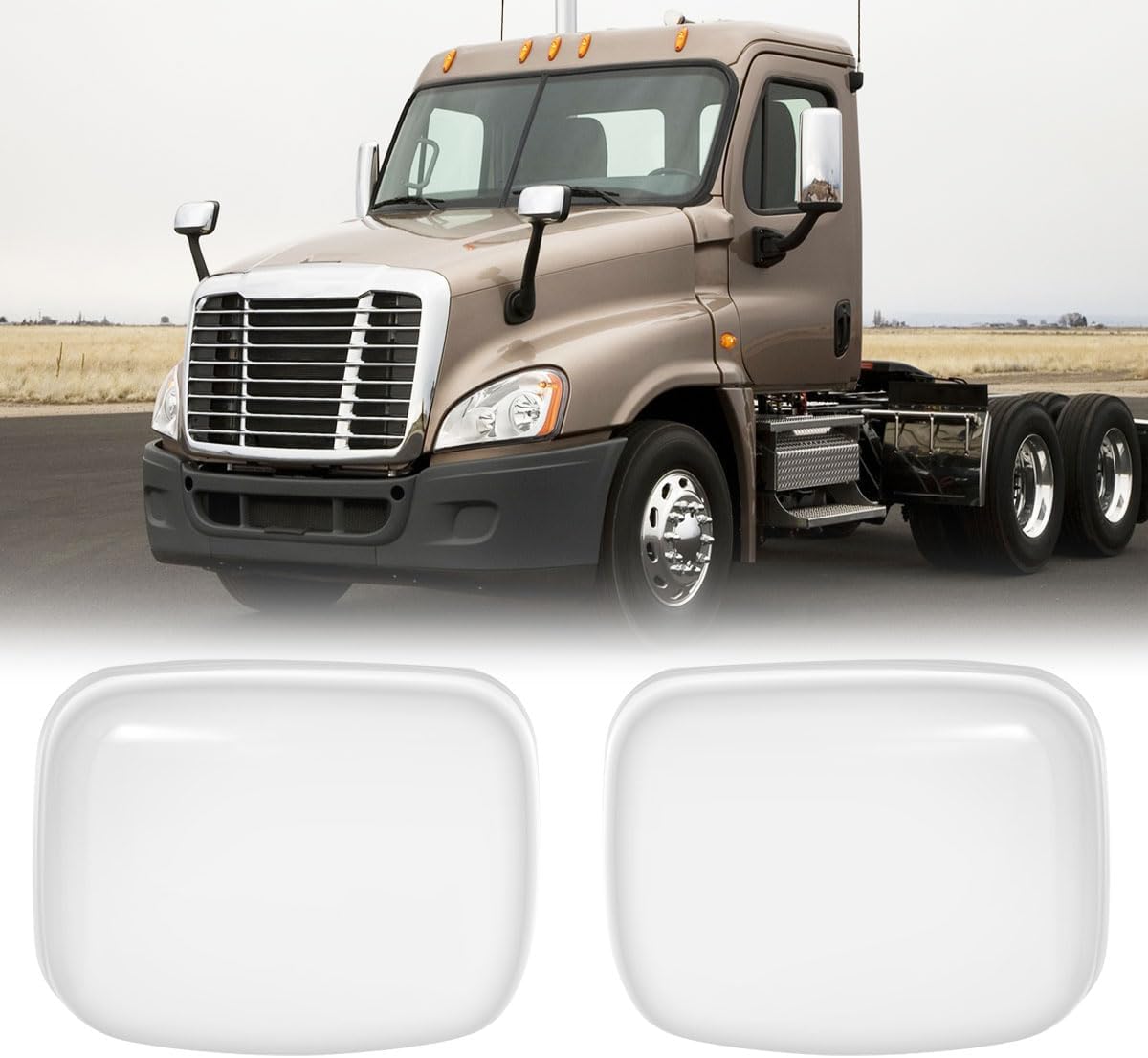 SIMILAR Pair Chrome Hood Mirror Cover Fit 2008-2017 Freightliner Cascadia Pair Chrome Mirror Cover