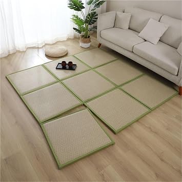 70.9 X 70.9 Rug Tatami Rug Mat, Play Mats for Floor, Rattan Floor Mattress, Bedroom Sleeping Memory Foam Rug, Kotatsu for Living Room, Bendroom, BalconyGreen